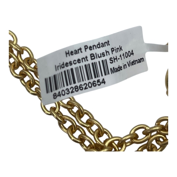 JULIE VOS Reversible PINK Crystal Heart Pendant Necklace NWT 24k Gold Plate 36" - Picture 5 of 6